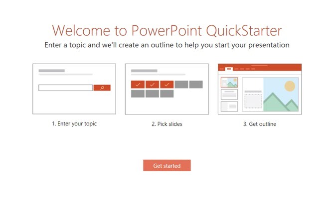 PowerPoint QuickStarter beskriver omedelbart alla nya presentationer och startar rätt PowerPoint Quickstarter-steg