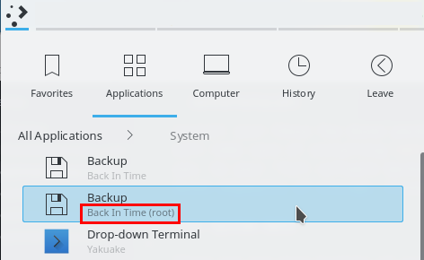 optimera backup backintime som root