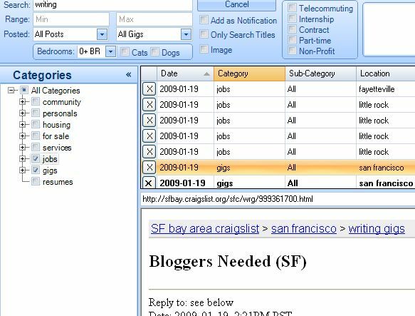 Sök Craigslist med CraigsList Reader (Windows) craigslist41