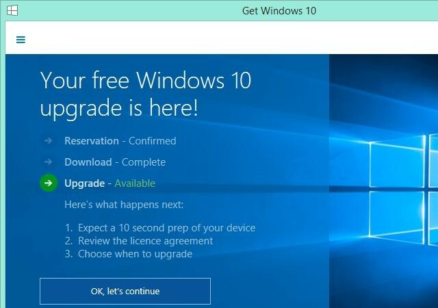 Windows 10-uppgradering klar