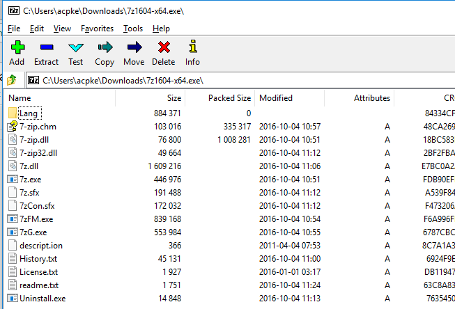 anatomi mjukvarupaket 7zip innehåll