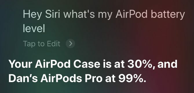 Siri läser AirPods batteriprocent