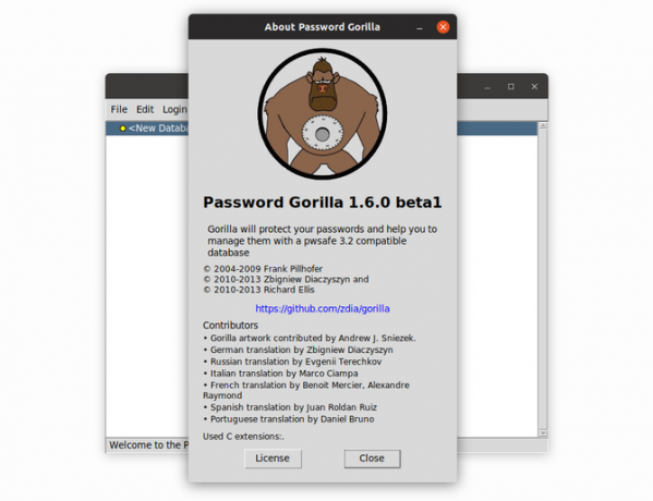 Lösenord Gorilla lösenordshanterare på Ubuntu Linux