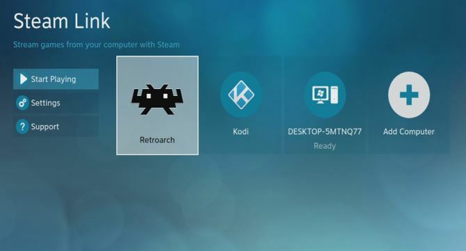 RetroArch installerat på Steam Link