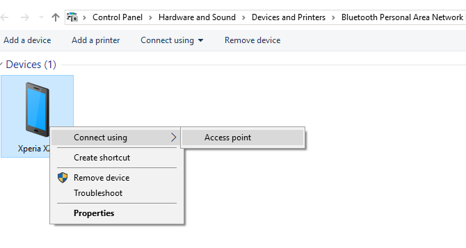 Anslut till en Android-kopplingspunkt för Android via Bluetooth i Windows 10