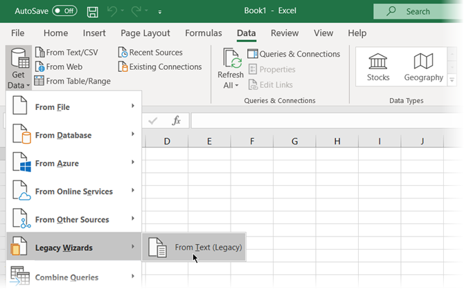 Guiden Text Legacy i Microsoft Excel