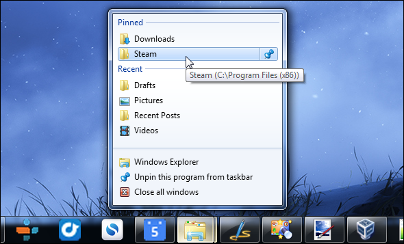 Windows-explorer-jump-list-fastlåsning