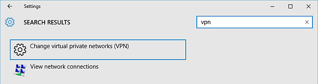 Windows 10 VPN-inställningspanelen