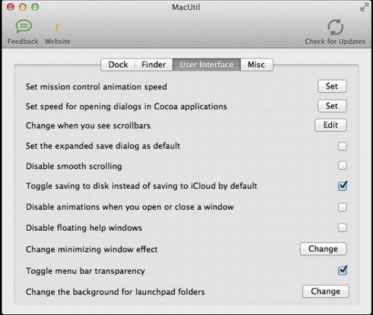 MacUtil: Anpassa Mac OS X-funktioner enkelt från en enkel meny [Mac OS X] mui