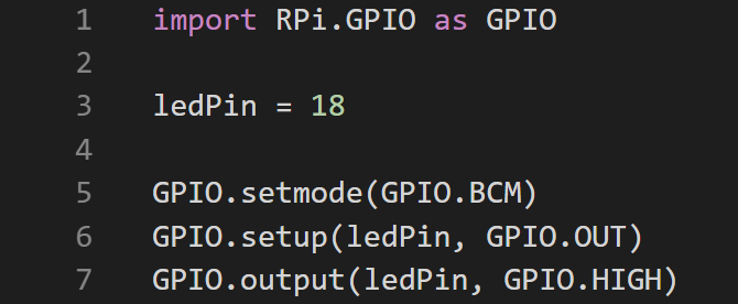 Kod för att ställa in och LED för utgång med RPi. GPIO-bibliotek