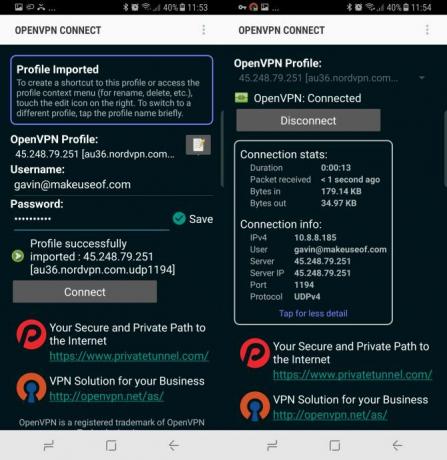 openvpn anslutna och informationssidor