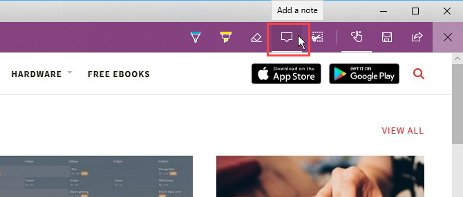 Klicka på Lägg till en anteckning i Edge