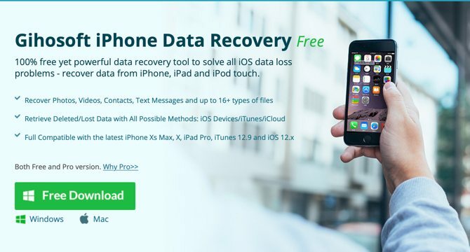 Gihosoft iPhone Recovery-webbplats