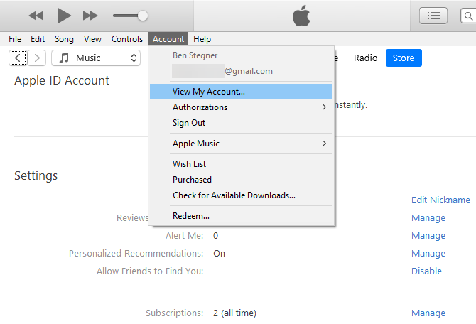 iTunes Windows Hantera prenumerationer