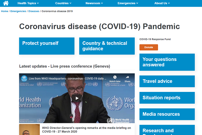 vem coronavirus pandemi webbplats