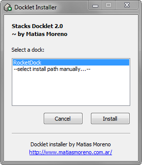 RocketDock + Stacks Docklet: Inte bara en dockning, utan en komplett skrivbordsorganisationslösning [Windows] 2013 04 12 22 48 04 Docklet Installer