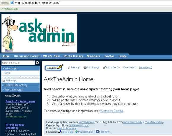 Skapa din egen Wiki-webbplats enkelt med WetPaint wetpaint7