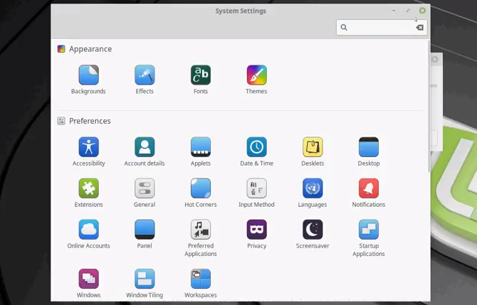 Linux mint systeminställningar