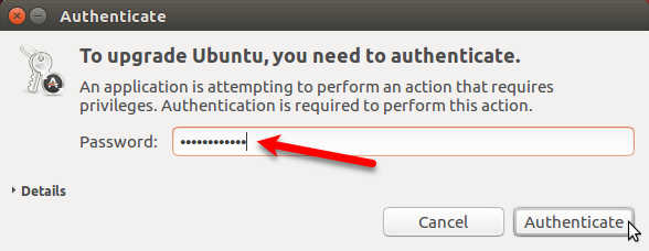 Autentisera för uppgradering till Ubuntu 17.10