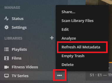 plex uppdatera metadata