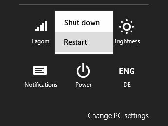 Windows 8 Starta om till återställning