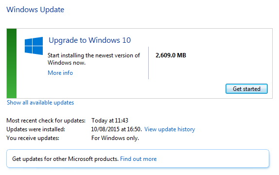 Windows 10 Windows Update gratis sökväg