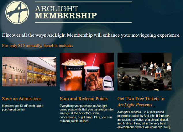 MoviePass-alternativ - Arclight Membership