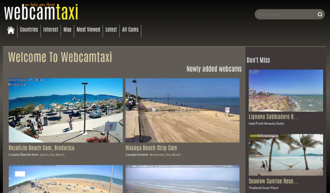 Webcam Taxi har en snygg kategoriserad katalog över de bästa live webbkamerorna runt om i världen
