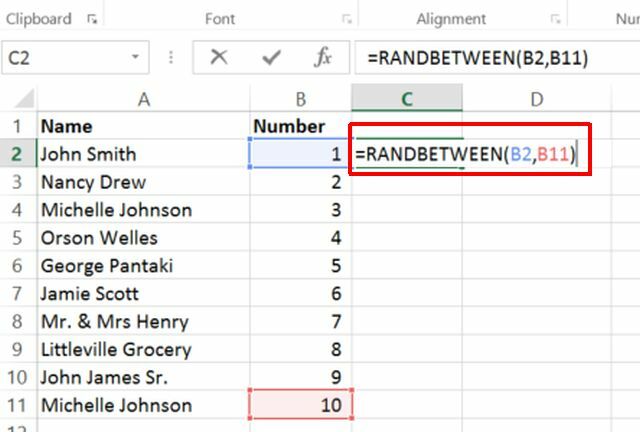 RANDBETWEEN Formel för Excel