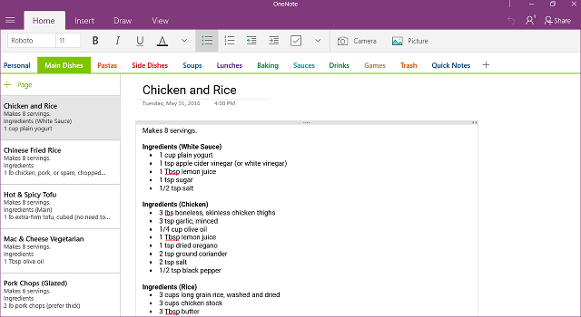 OneNote-gränssnitt-windows-app