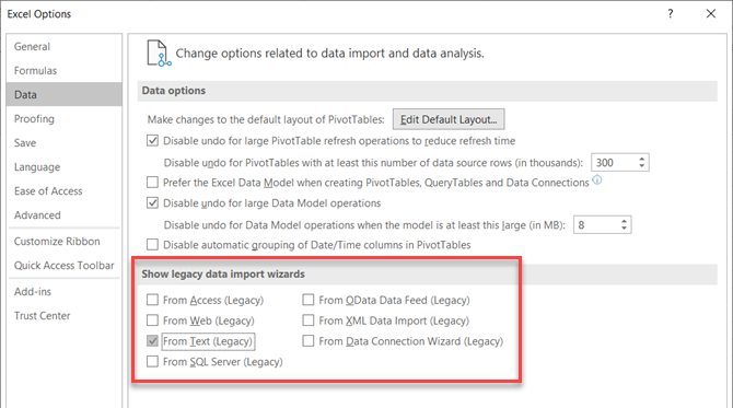 Aktivera guiden Textimport i Microsoft Excel