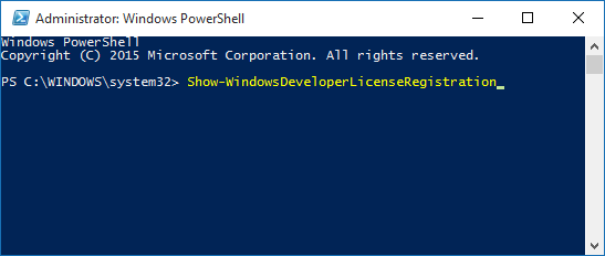 powershell dev licens