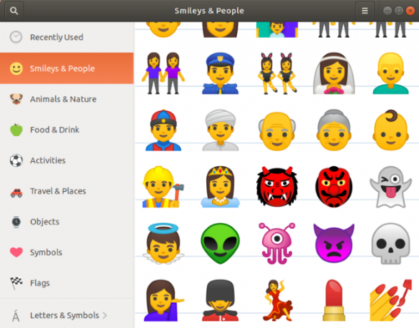 Ubuntu GNOME smileys och emojis