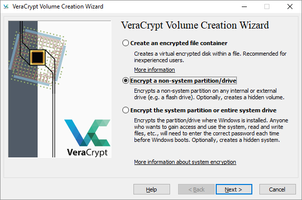 VeraCrypt kryptera partition eller enhet