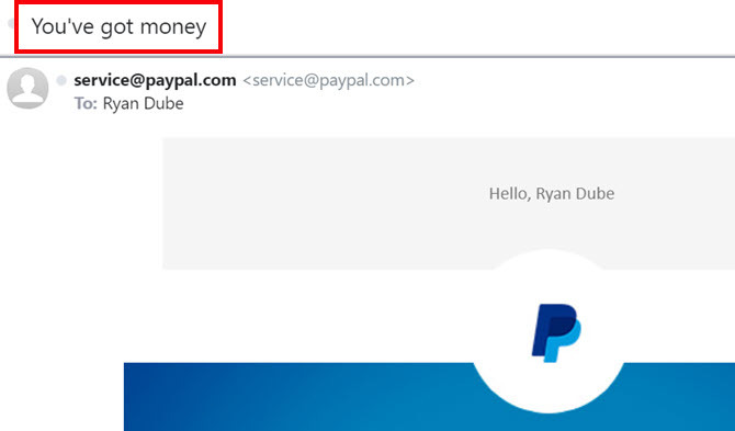 PayPal-e-postmeddelande