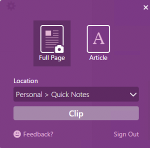 Skicka till OneNote från Chrome