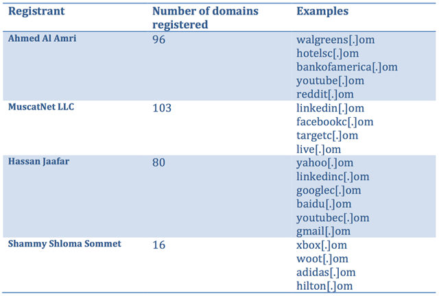 typosquatter domäner-exempel