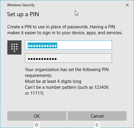 windows 10 set pin lösenord