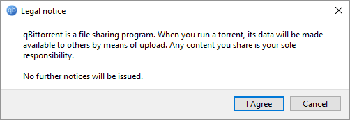 qBittorrent juridiskt meddelande