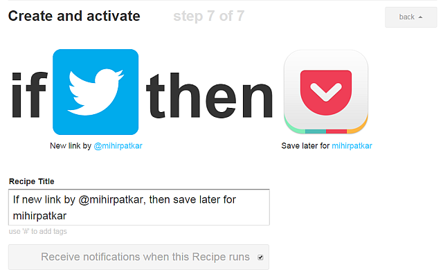 Twitter-Links-Vellum-IFTTT-recept-save-senare till Pocket