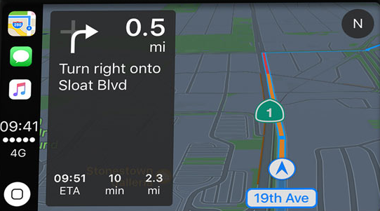 Apple Carplay satellitnavigering