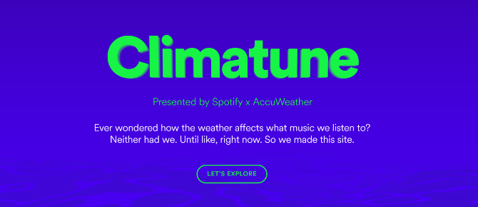 Spotify visar nu musik enligt Weather climatune spotify accuweather-musikspelningslista