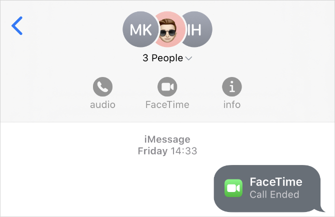 FaceTime-knapp från meddelanden-appen