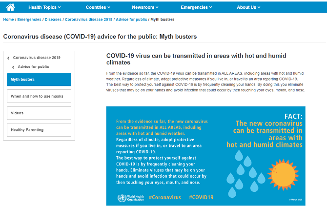 vem myter webbplats för coronavirus