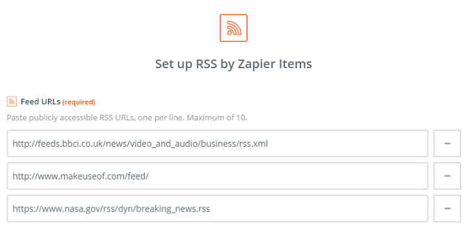 rss by zapier matar inmatning