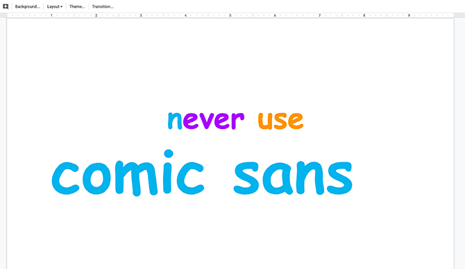 Gör aldrig designfel i bildspel Comic Sans