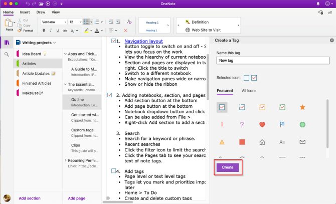 skapa en anpassad tagg i OneNote