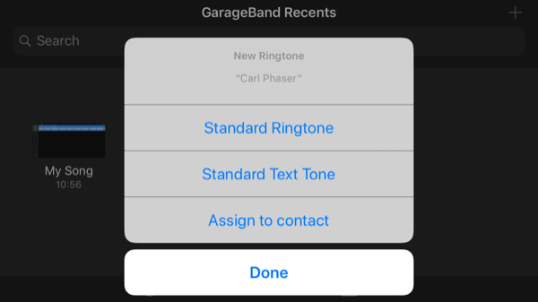 GarageBand-app Tilldela ringsignal