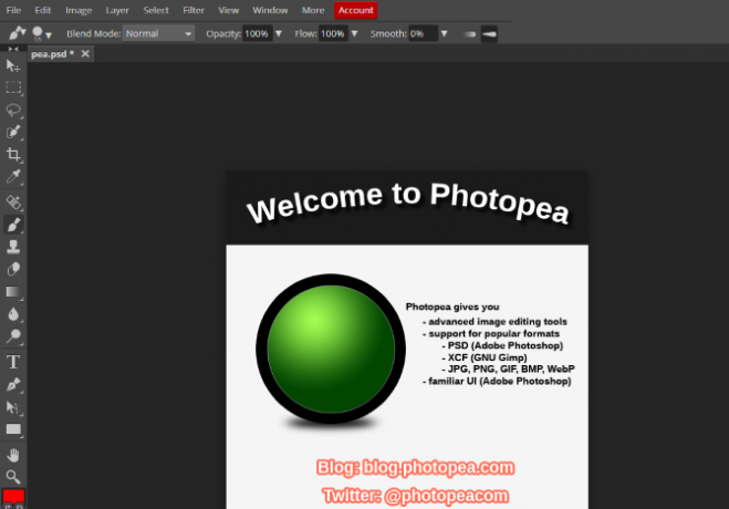 Använd Photopea som ett alternativ till Photoshop på Linux