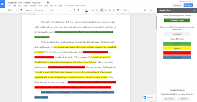 Google Docs Markera verktygstillägg